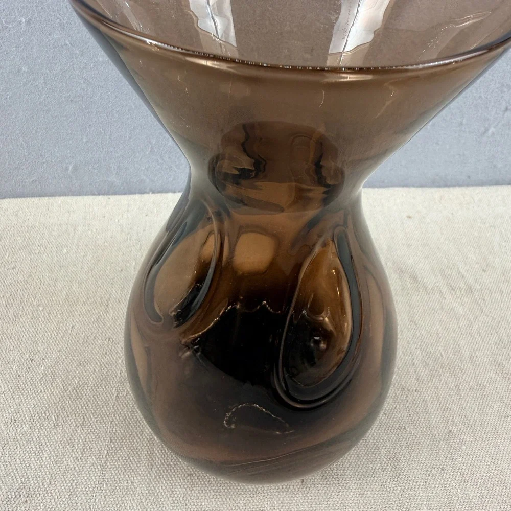 Viking Glass 7456 Pulled Circle Vase 1974 Brown Smoke Art‎ Glass 1 Year Only